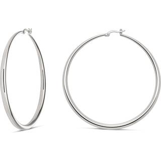 Milla 14k guldbøjleøreringe til kvinder sølvbøjleøreringe og roseguldøreringe med gradueret krumning (sølvbelagt/stor - 2.8 in)