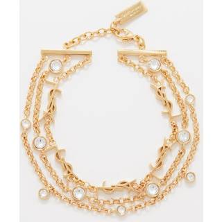 Saint Laurent Cassandre embellished chain bracelet - gold - M