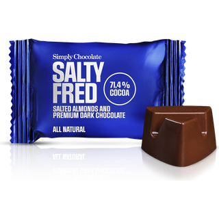 SIMPLY ®-Simply® Salty Fred - 75 Bites | Saltede, ristede mandler med premium mørk chokolade