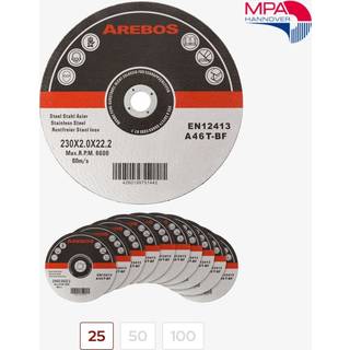 Arebos® INOX skæreskivesæt - Flexskiver 230 x 1,9 x 22,2 mm, til rustfrit stål, metal,... - MPA-testet - 25 stykker