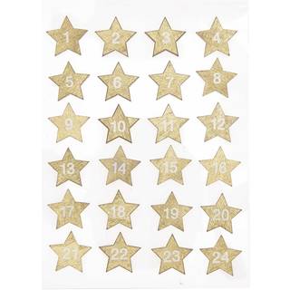Holzsticker Adventskalender Sterne 1-24 - Gold