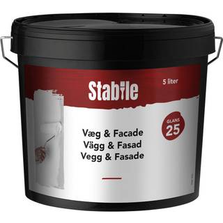 Væg- og facademaling glans 25 hvid 5 liter - Stabile
