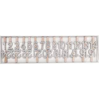 Holzclips Adventskalender Zahlen 1-24 4,5cm - Silber-Glitter