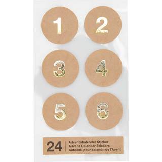 Paper Poetry Adventskalender Sticker Zahlen 1-24 - Kraftpapier
