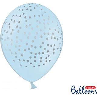 50 stk. Balloner pastel babyblå sølv prikker – stærke 30 cm til fest & dekoration
