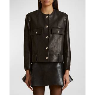 Khaite Laybin cropped leather jacket - black - XS