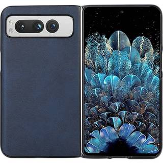 Google Pixel Fold Læderbelagt Plastik Cover - Blå