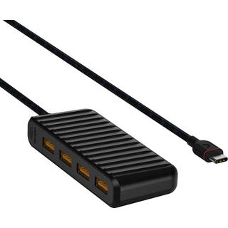 Unisynk USB-C til 4x USB-A Mini Hub 10Gbps Sort