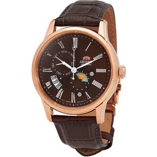 Orient Bambino Sun & Moon Mechanical Brown Dial Brown Leather Strap Men’s Watch RA-AK0009T10B