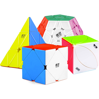 QiYi MoFangGe 4 Magic Cubes Bundle - Megaminx, Pyraminx, Skewb, Ivy Cube - Professorterning