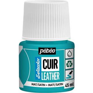 Pebeo Cuir Leather 45 ml læderfarve, farver også PU-læder – Turkis, mat satinfinish
