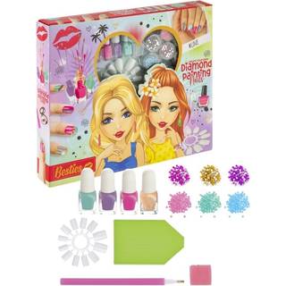 Besties Diamond painting negle med perlekunst - løse negle, neglelak og diamanter