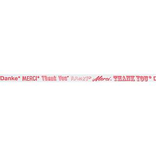 Ribbon thank you weiß-neonrot 2m - Weiß, Neonrot