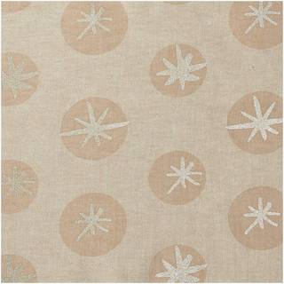 Druckstoff Leinenoptik Schneeflocken natur-gold 140cm