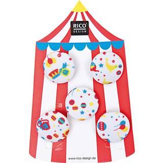 Knopf Zirkus weiß 2,5cm 5 Stück - Weiß, Bunt