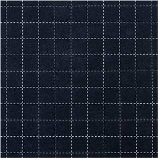 Druckstoff Jardin Japonais kariert dunkelblau-creme 140cm - Blau