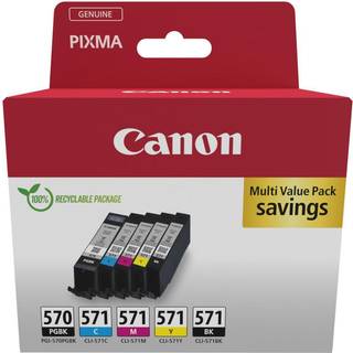 5-Pak B/C/M/Y patroner - Canon 570/571CMYK - 1x15/4x7ml.