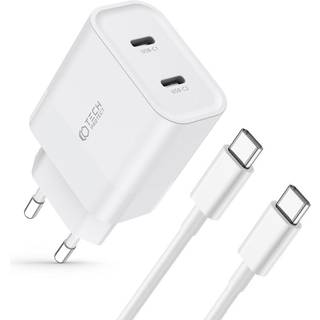 Tech-Protect 20W Vægoplader m. 1 x USB-C Kabel - Hvid