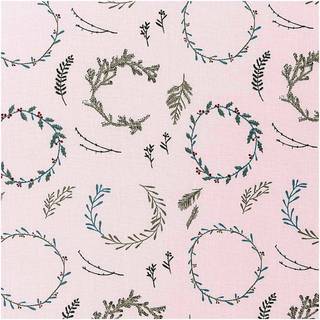 Druckstoff Nostalgic Christmas Kränze puder-grün 140cm - Rosa