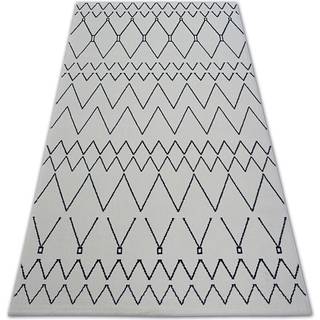 Tæppe SENSE Micro 81249 ZIGZAG ETNO hvid/blå 160x230 cm