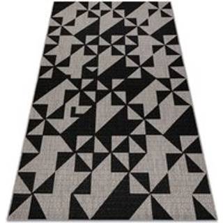 Sisaltæppe SISAL FLOORLUX 20489 sølv / sort TRIANGLER 60x110 cm