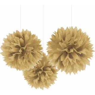 Papir pomponer guld, 3 stk
