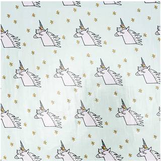Druckstoff Einhorn mint-gold 140cm beschichtet - Mint, Gold