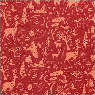 Druckstoff Nostalgic Christmas Winterwald rot 50x140cm - Rot