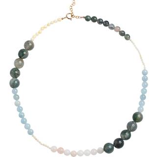 Necklace Carli - L. Yellow, Kaki Green, L. Blue and Peach - ENAMEL - Guld One Size