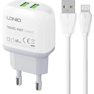 oplader - LDNIO A2219 2USB + Lightning-kabel