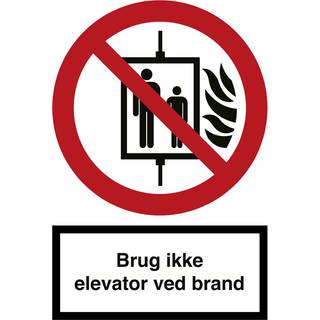 Brug ikke elevator ved brand - Selvklæbende vinyl - 297 x 210 mm