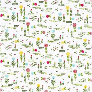 Stoff Blumenwiese weiß 140cm - Weiß