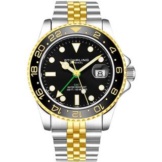 Stührling Original 3965.3 Aquadiver Sort/Gul guldtonet stål Ø42 mm