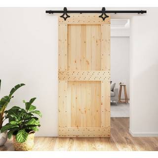 skydedør med monteringssæt 90x210 cm massivt fyrretræ