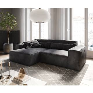 Ecksofa Sirpio L 260x160 cm Lederimitat Vintage Anthrazit Recamiere variabel