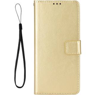 Google Pixel 7A Læder Flip Cover m. Pung og Strop - Guld