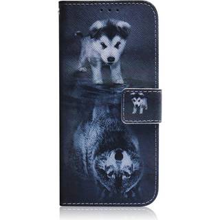 Google Pixel 6 Pro Læder Flip Cover m. Pung & Print - Hund og Ulv