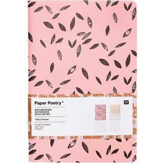 Paper Poetry Notizbücher koralle-grau A5 punktkariert 40 Seiten 2 Stück - Mehrfarbig