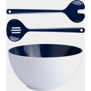 Salatskål &amp; salatbestik i melamin Marine Business Blue, blå, 25 cm