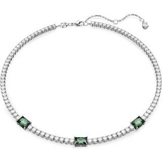 Swarovski Matrix Mixed Cut Green Tennis Necklace - Silver - 16.5cm