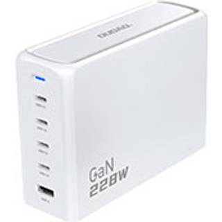 Dudao GaN 5-port PD - 4x USB-C og 1x USB-A - 228W oplader - Hvid