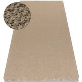 Tæppe JUTE 3731 mørk beige enfarvet - jute, fladvævet, frynser 200x290 cm