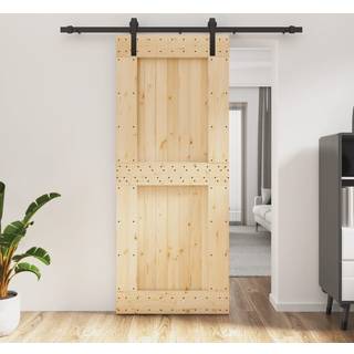 skydedør med monteringssæt 85x210 cm massivt fyrretræ