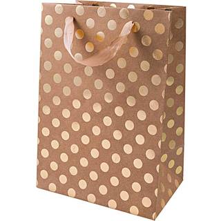 Paper Poetry Geschenktüte natur Punkte gold 18x26x12cm