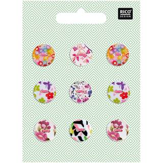 Knopfmix perlmutt Floral Nr.1 1,5cm 9 Stück - Perlmut, Bunt