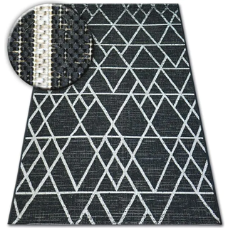 Sisaltæppe SISAL FLOORLUX 20508 sort / sølv TRIANGLER 240x330 cm