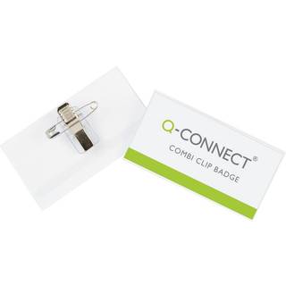 Q-connect 54x90mm kongresmærker med nål og clips 50 stk
