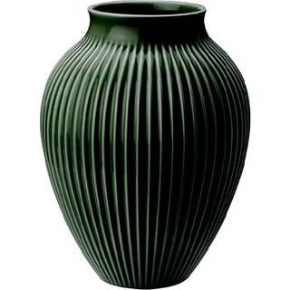 Knabstrup Vase med riller H20 cm Mørk grøn