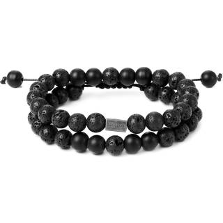 Sort Onyx & Lava Sten Perle Armbånd Sæt