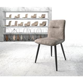 Esszimmerstuhl Vinjo-Flex Mikrofaser Taupe Vintage 4-Fuß konisch Schwarz - Taupe, Schwarz